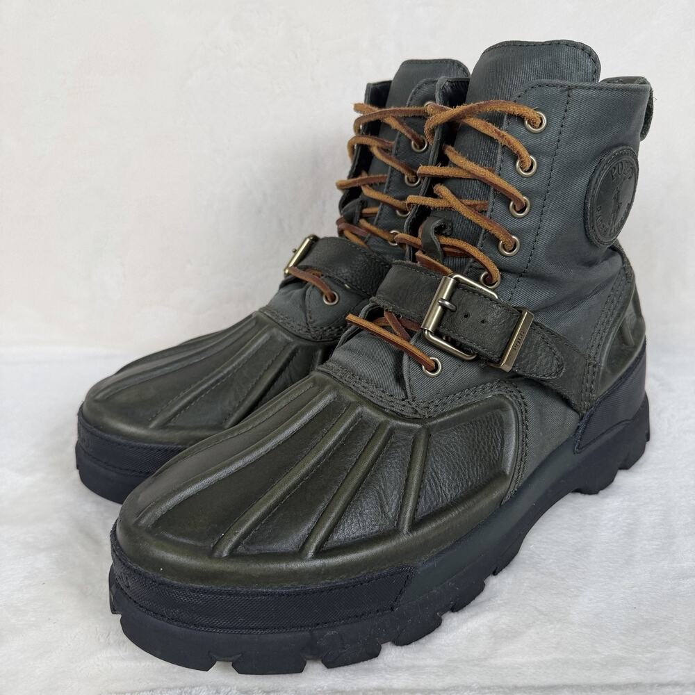 Polo Ralph Lauren Oslo High BT Men’s Size 11D Green Leather Duck Boots Buckle